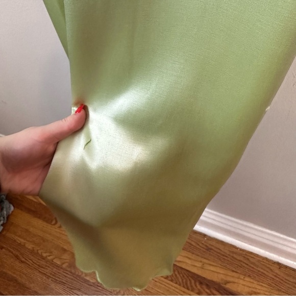 Jessica McClintock for Gunne Sax | Green Silky Y2K Maxi Gown Size 9/10 - Picture 8 of 10